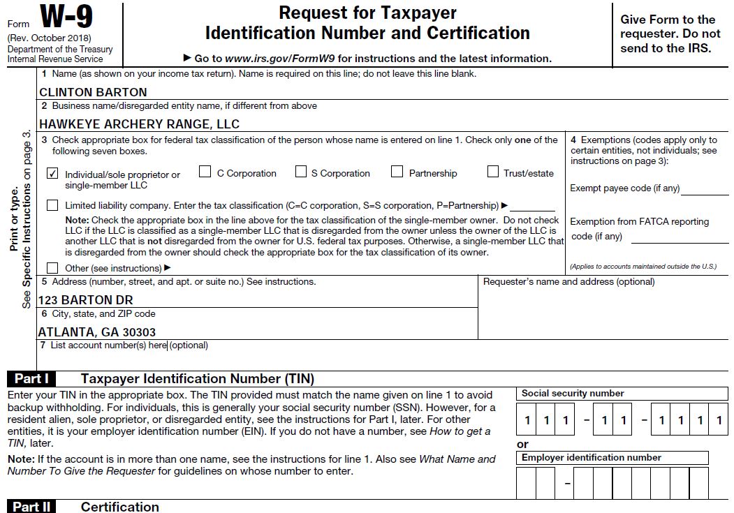 How To Guides Correctly completing an IRS Form W9 with examples