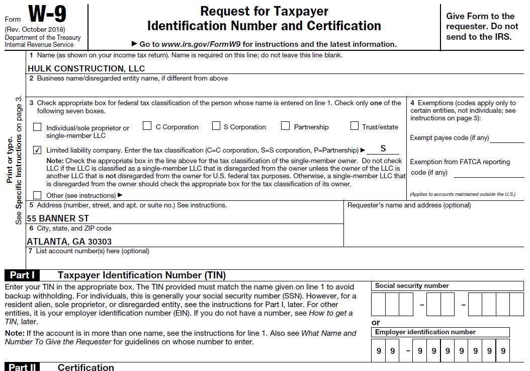 How To Guides Correctly completing an IRS Form W9 with examples